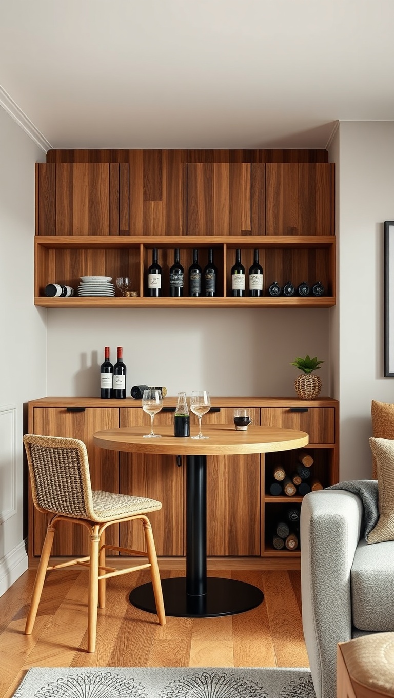 25 Stunning Ideas for Your Dream Luxury Wine-Tasting Corner at Home - 18. Natural Wood Finishes for a Warm Feel