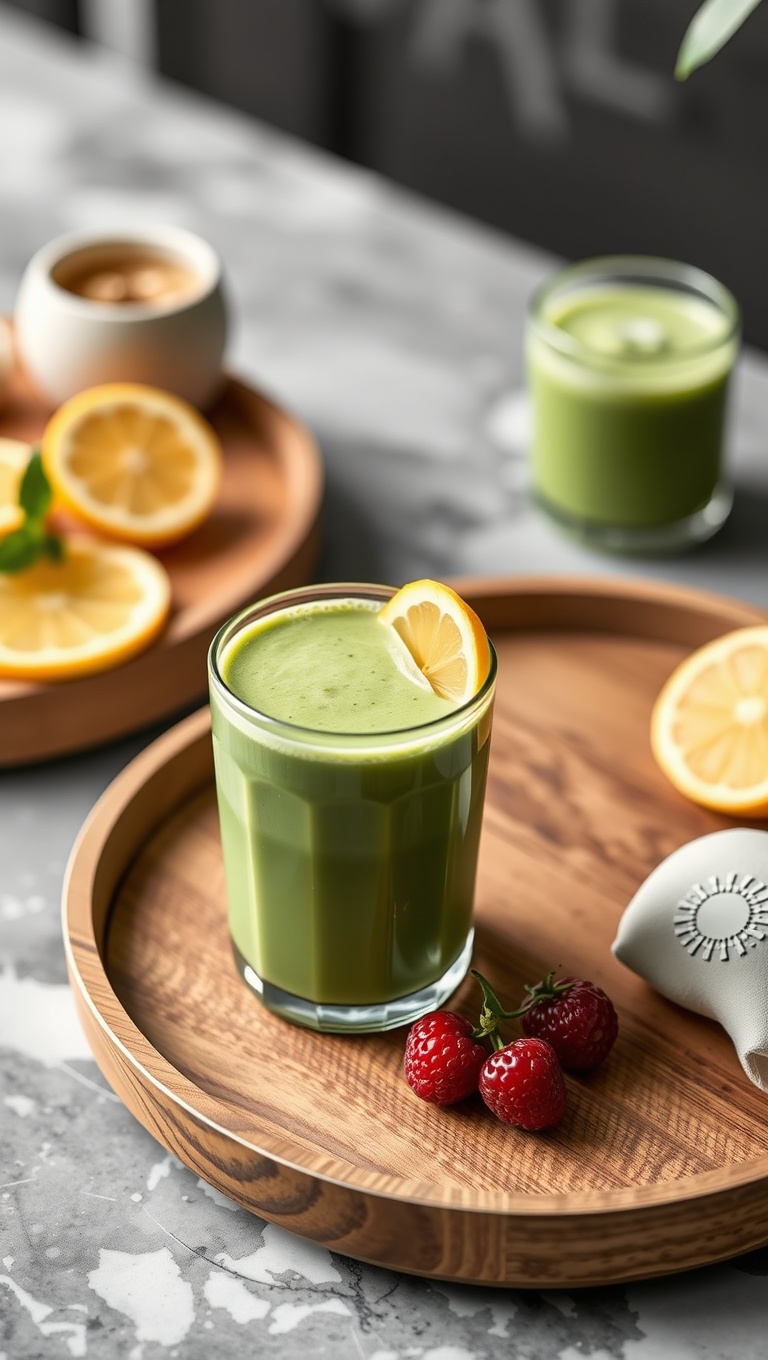 25 Inspiring Ideas for Your Ultimate Matcha and Smoothie Station - 16. Eye-Catching Serving Trays