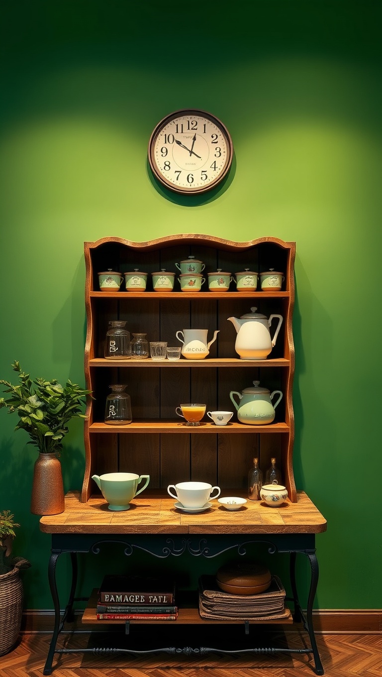 25 Inspiring Ideas for Your Ultimate Matcha and Smoothie Station - 5. Vintage Tea Set Display