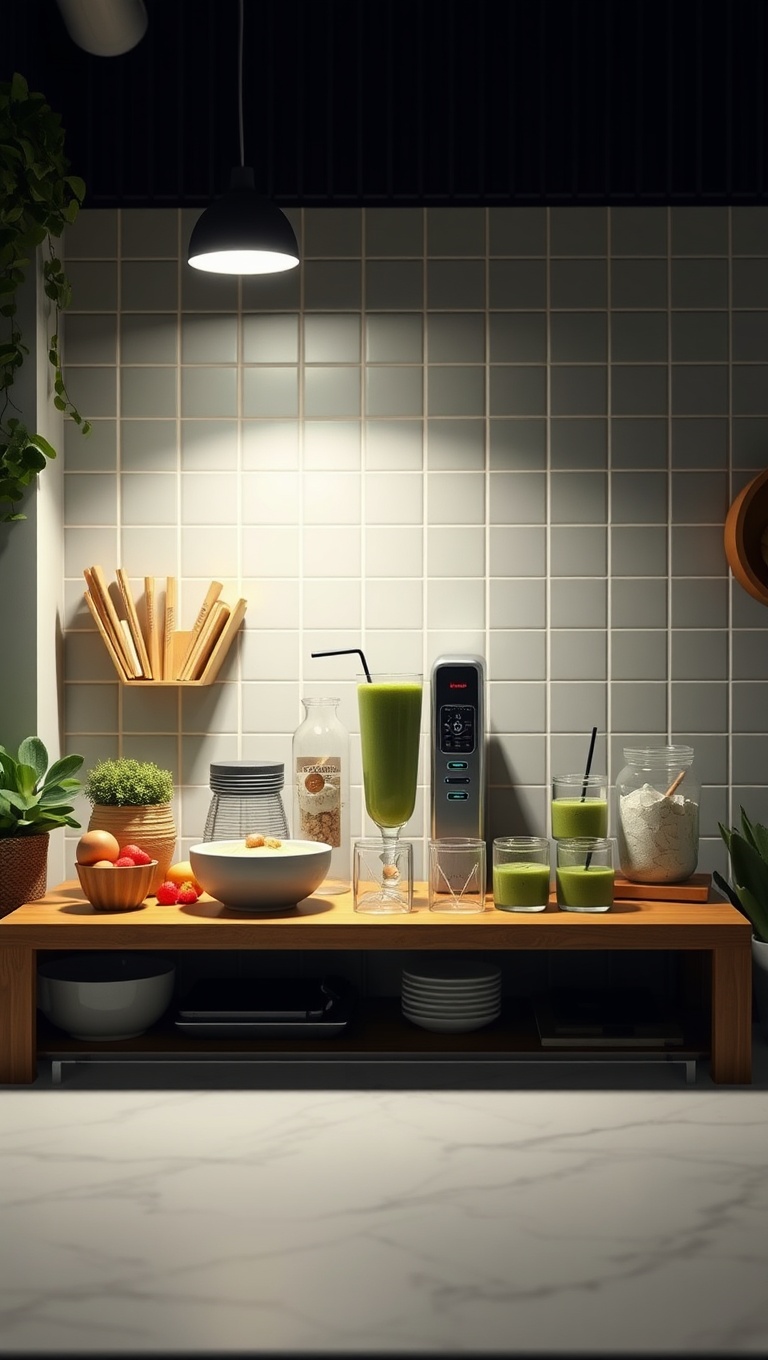 25 Inspiring Ideas for Your Ultimate Matcha and Smoothie Station - 23. Bright Lighting for Mood Setting