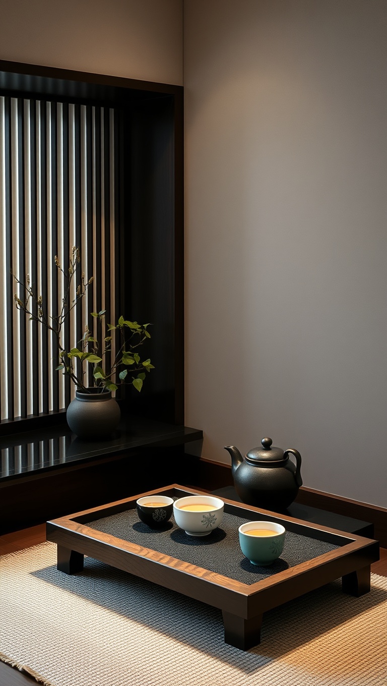 25 Chic Ideas for Your Minimalist Japandi-Style Tea Nook - 10. Use a Japanese Tea Tray for Presentation