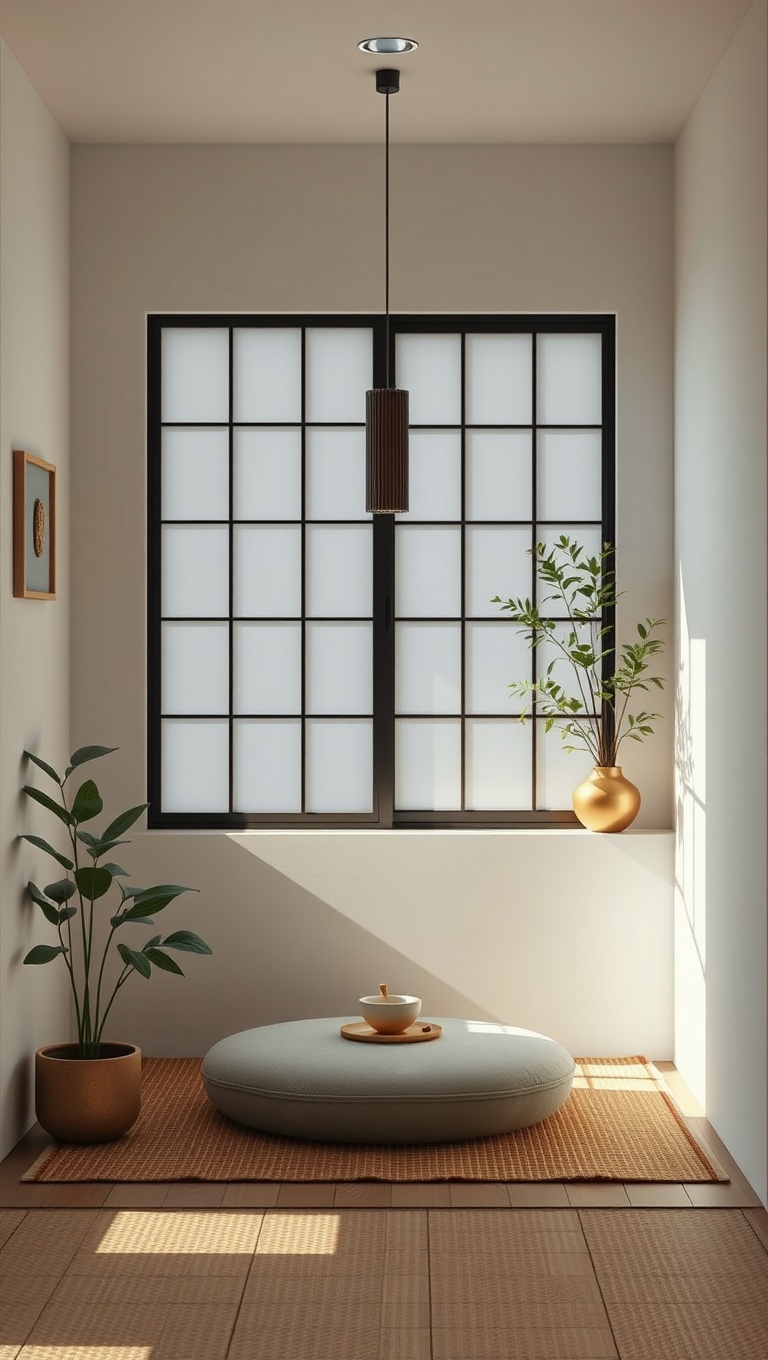 25 Chic Ideas for Your Minimalist Japandi-Style Tea Nook - 18. Incorporate a Meditation Corner near Your Nook