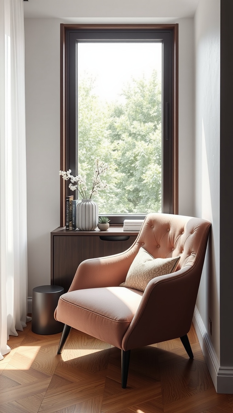25 Minimalist Reading Nook Ideas for Small Spaces - 24. A Single Elegant Armchair