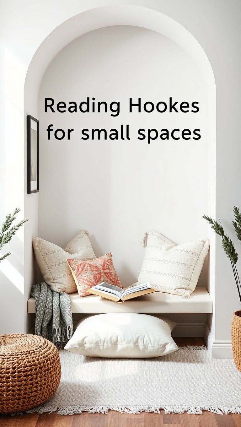 25 Minimalist Reading Nook Ideas for Small Spaces - 8. Soft Throws and Pillows