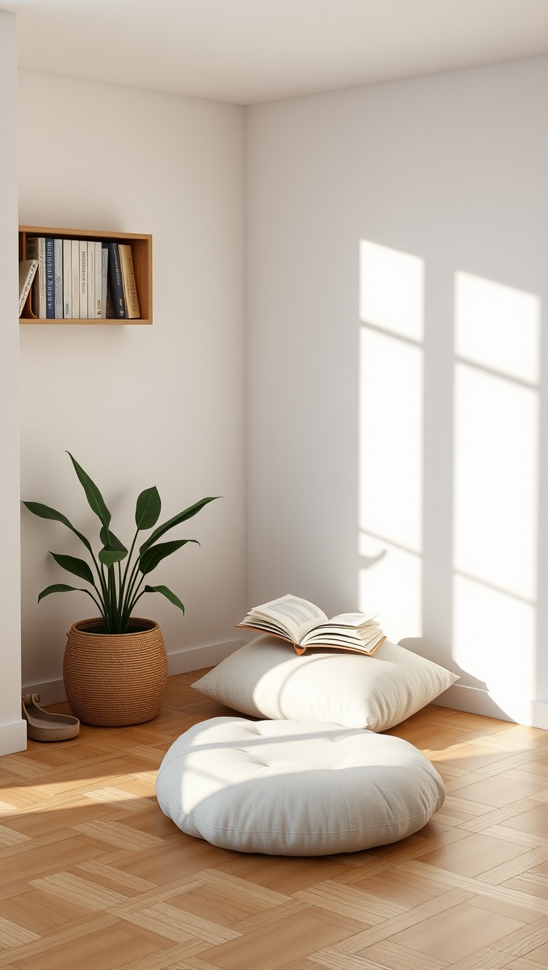 25 Minimalist Reading Nook Ideas for Small Spaces - 7. A Simple Floor Cushion