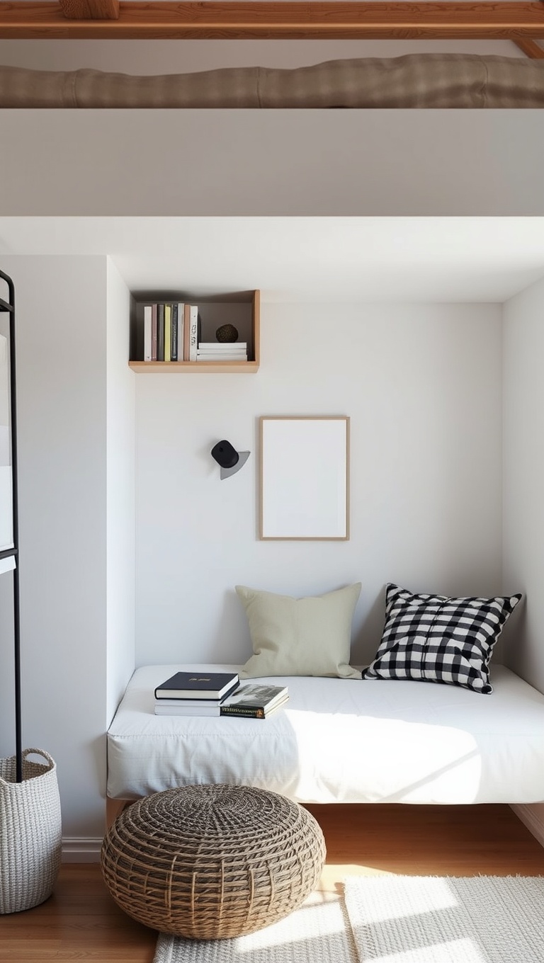 25 Minimalist Reading Nook Ideas for Small Spaces - 15. Nook Under a Loft Bed
