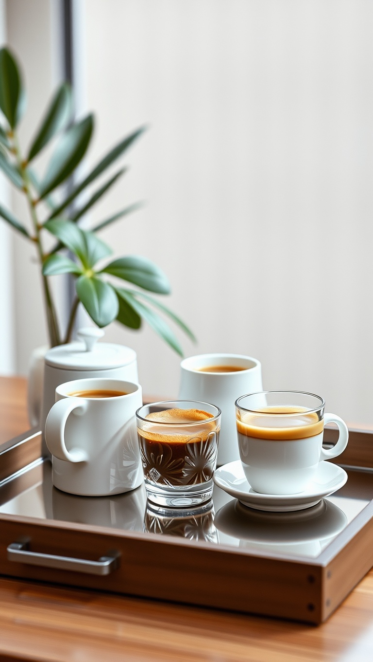 25 Chic and Inspiring Ideas for Your Modern Minimalist Coffee Corner - 4. Minimalist Coffee Station on a Tray