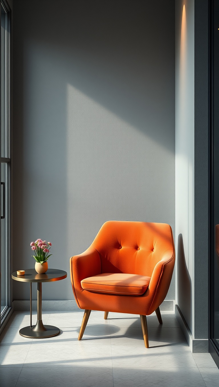 25 Chic and Inspiring Ideas for Your Modern Minimalist Coffee Corner - 19. A Soft Color Chair for Comfort