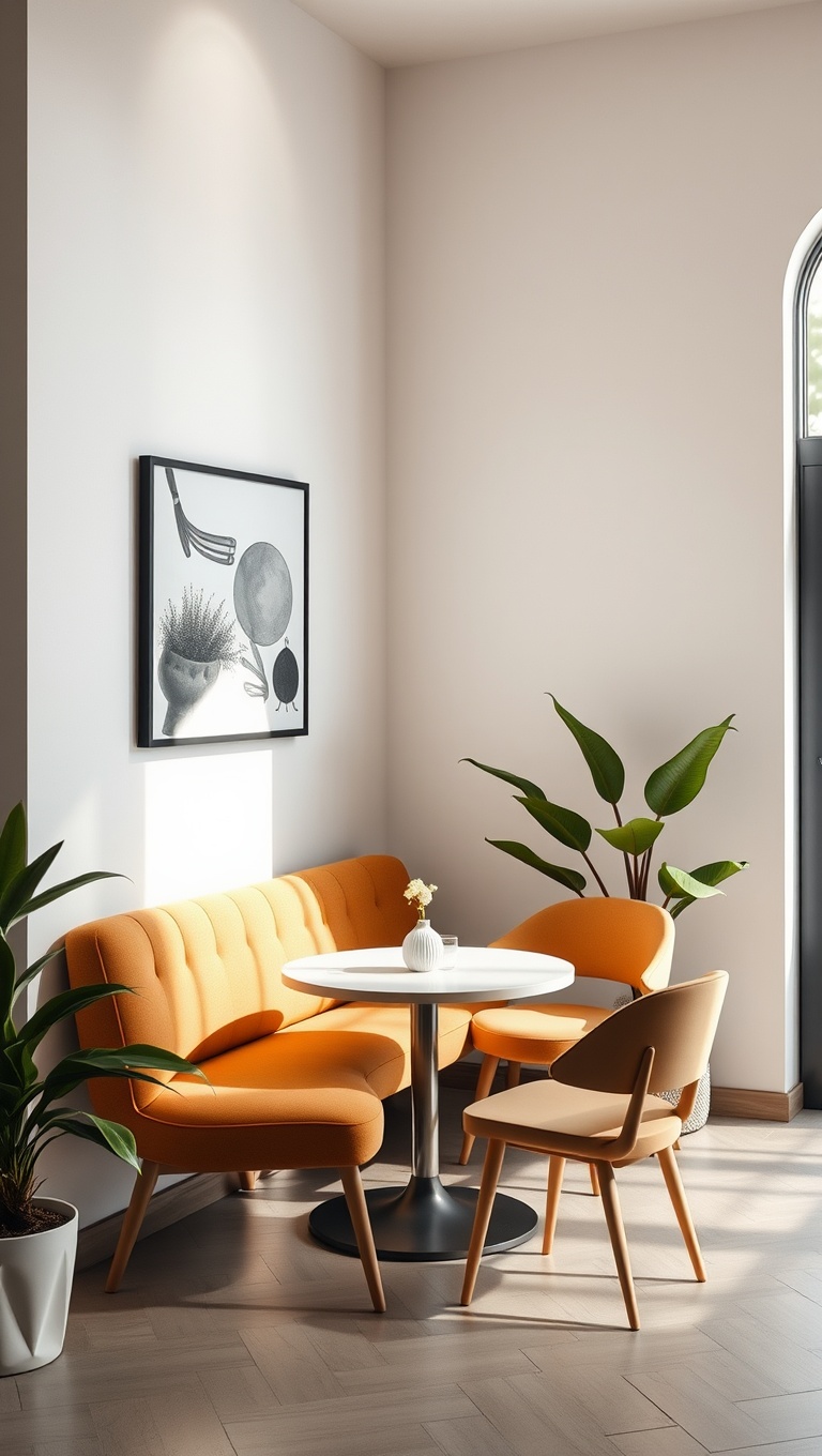 25 Chic and Inspiring Ideas for Your Modern Minimalist Coffee Corner - 16. Bright Accents in a Neutral Space