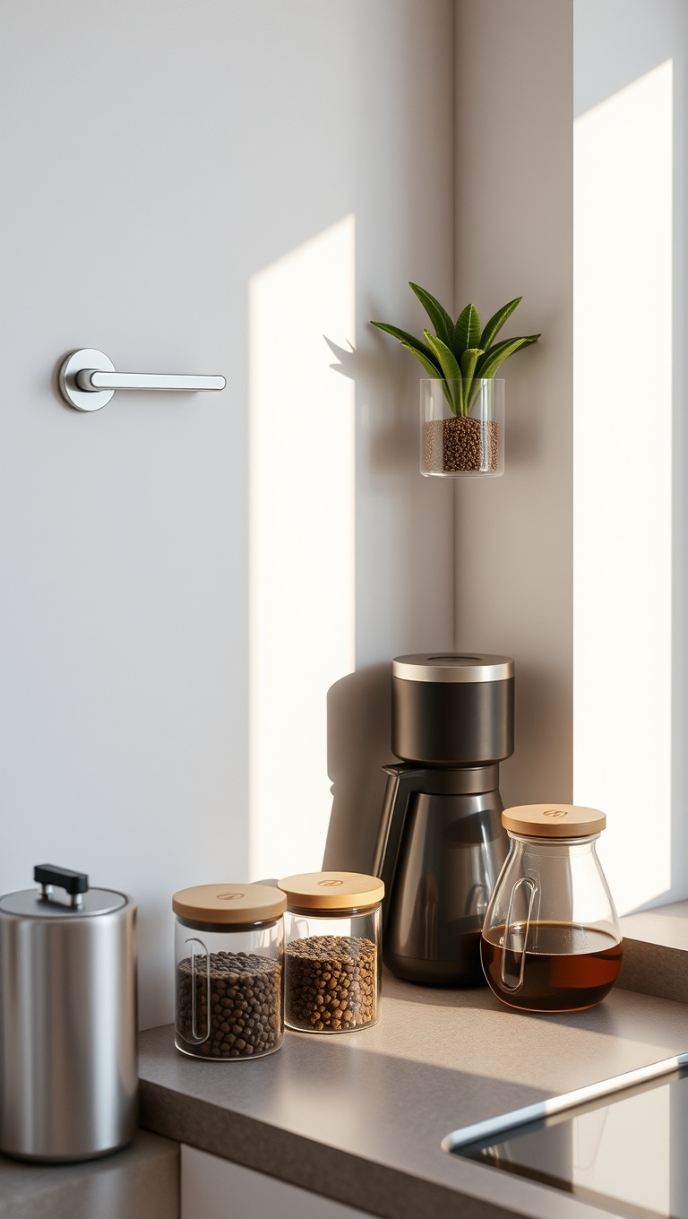 25 Chic and Inspiring Ideas for Your Modern Minimalist Coffee Corner - 7. Use Clear Containers for Coffee Supplies