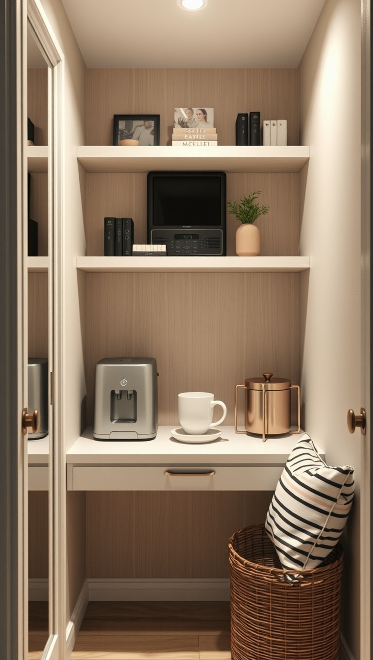 25 Chic and Inspiring Ideas for Your Modern Minimalist Coffee Corner - 15. Coffee Corner in a Closet