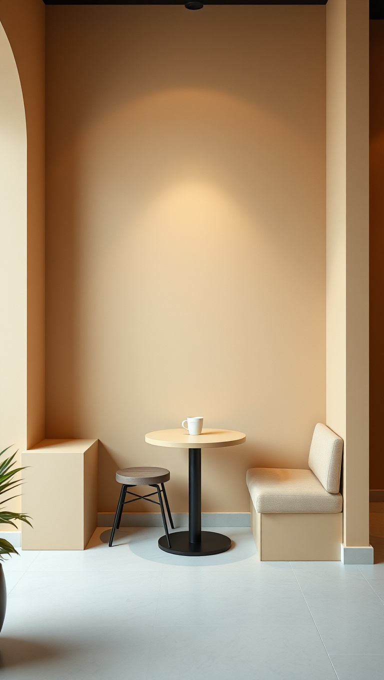 25 Chic and Inspiring Ideas for Your Modern Minimalist Coffee Corner - 12. Use a Simple Color Block Design