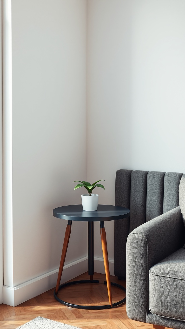 25 Chic and Inspiring Ideas for Your Modern Minimalist Coffee Corner - 10. A Small Table with a Plant