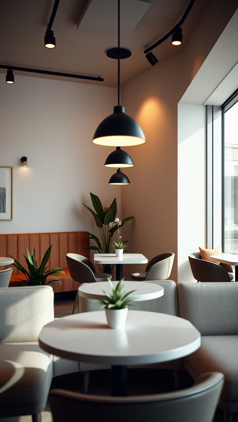 25 Chic and Inspiring Ideas for Your Modern Minimalist Coffee Corner - 24. Bold Lighting Features