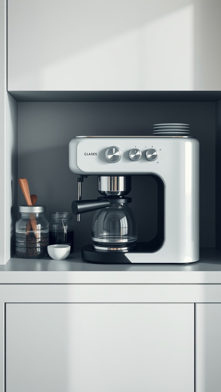 25 Chic and Inspiring Ideas for Your Modern Minimalist Coffee Corner - 11. Vintage Meets Modern: A Retro Coffee Machine