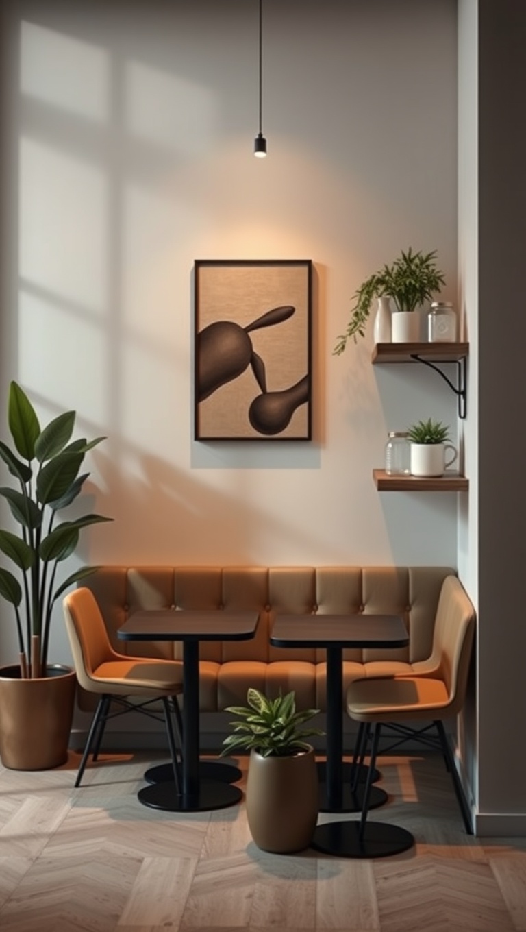 25 Chic and Inspiring Ideas for Your Modern Minimalist Coffee Corner - 9. Minimalist Art Above the Coffee Corner
