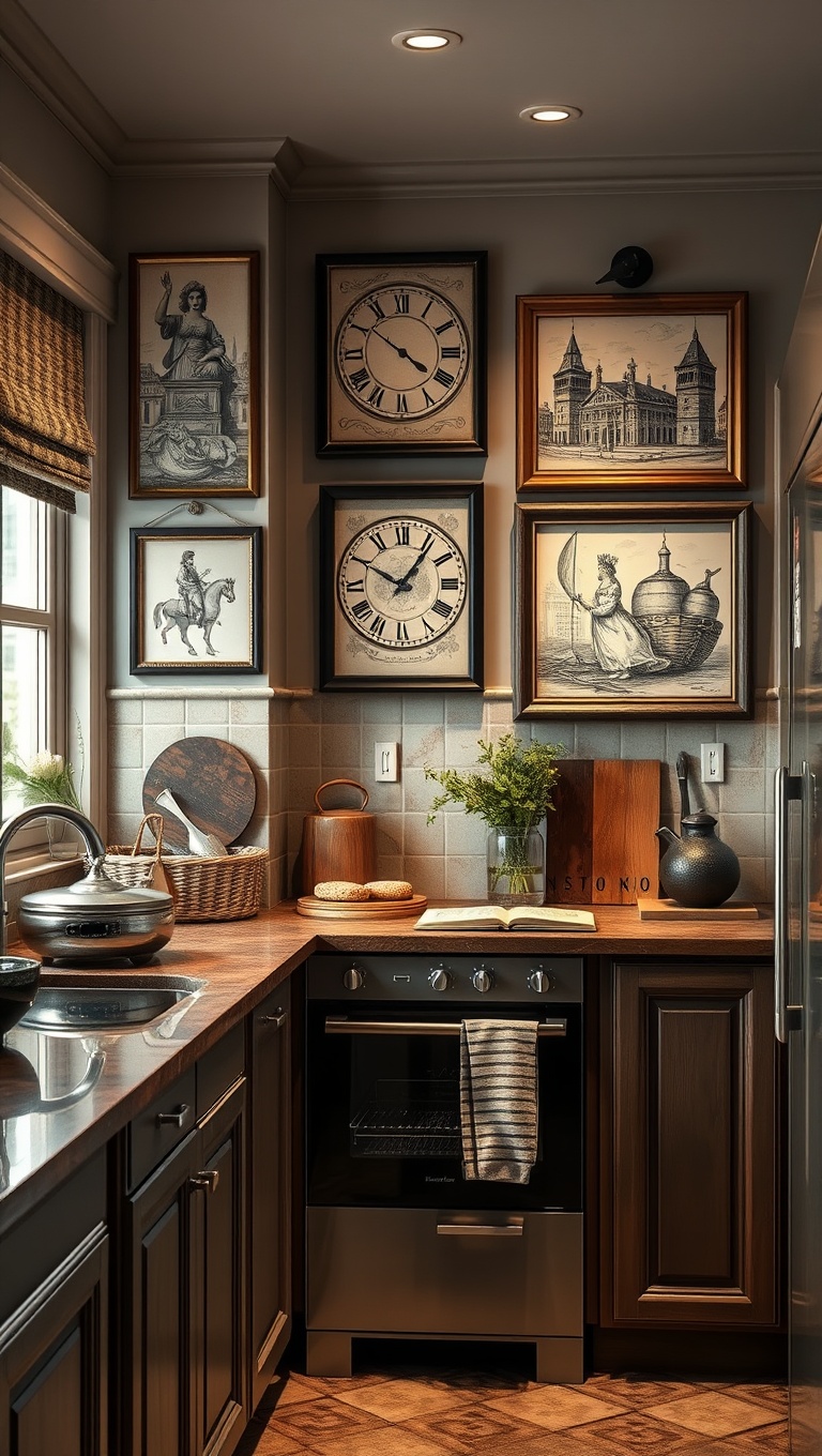 25 Charming Ideas for Old-World European-Inspired Kitchen Corners - 23. Charming Wall Art with European Themes