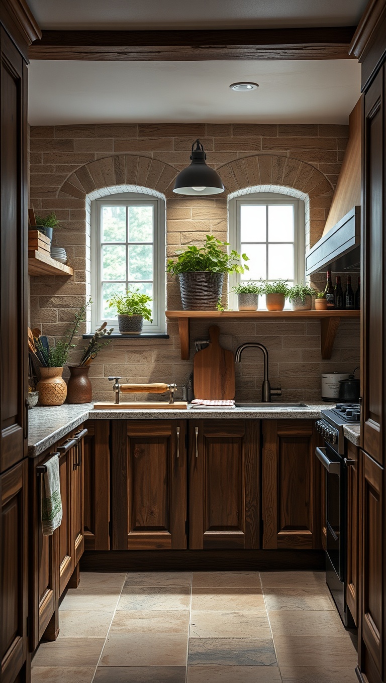 25 Charming Ideas for Old-World European-Inspired Kitchen Corners - 14. Reclaimed Wood Accents for Rustic Charm