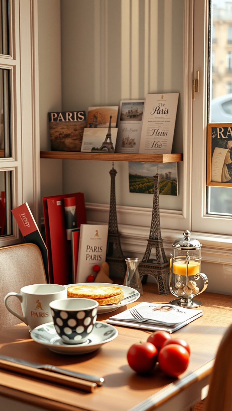 25 Charming Ideas for Your Parisian-Inspired Breakfast Corner - 13. Personal Touches: Display Travel Souvenirs from Paris