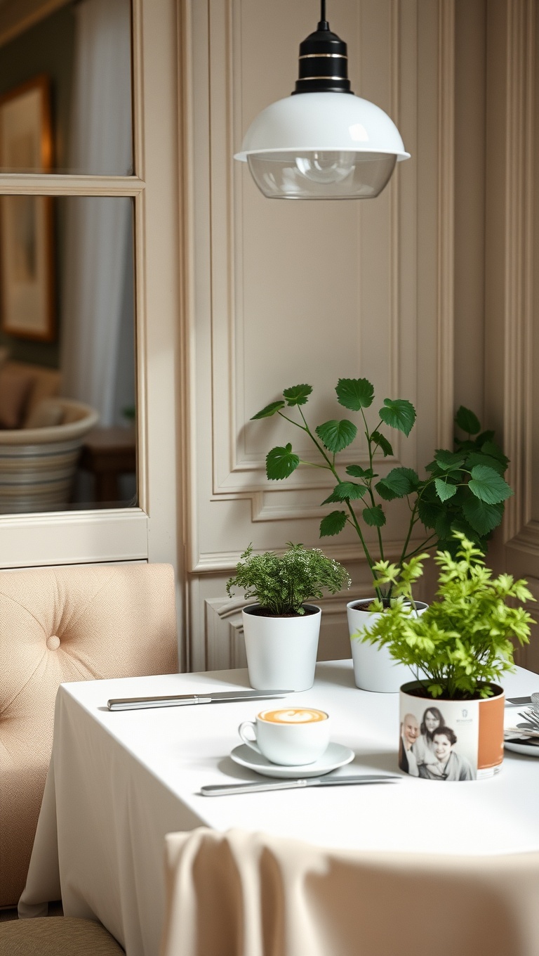 25 Charming Ideas for Your Parisian-Inspired Breakfast Corner - 8. A Touch of Green: Include Potted Herbs for Freshness