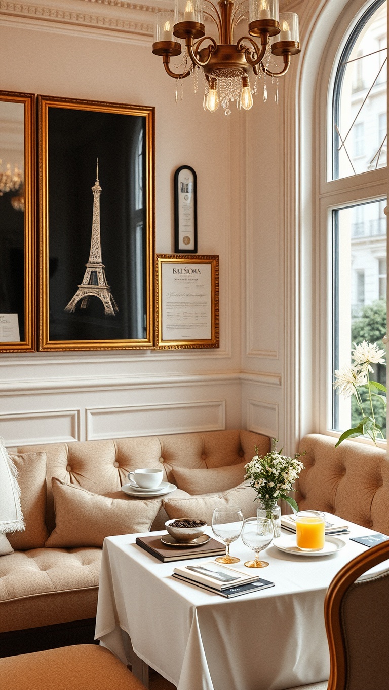 25 Charming Ideas for Your Parisian-Inspired Breakfast Corner - 22. A Touch of Glam: Use Gold Accents in Decor