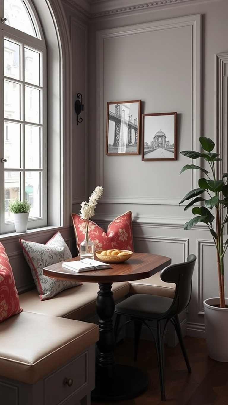 25 Charming Ideas for Your Parisian-Inspired Breakfast Corner - 14. Breakfast Nook: Create a Built-in Bench with Pillows