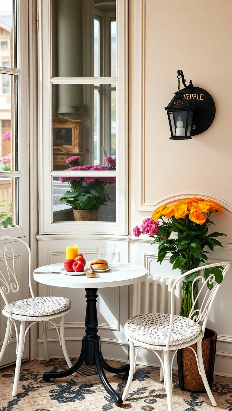 25 Charming Ideas for Your Parisian-Inspired Breakfast Corner - 4. Floral Touches: Add Fresh Flowers for a Pop of Color