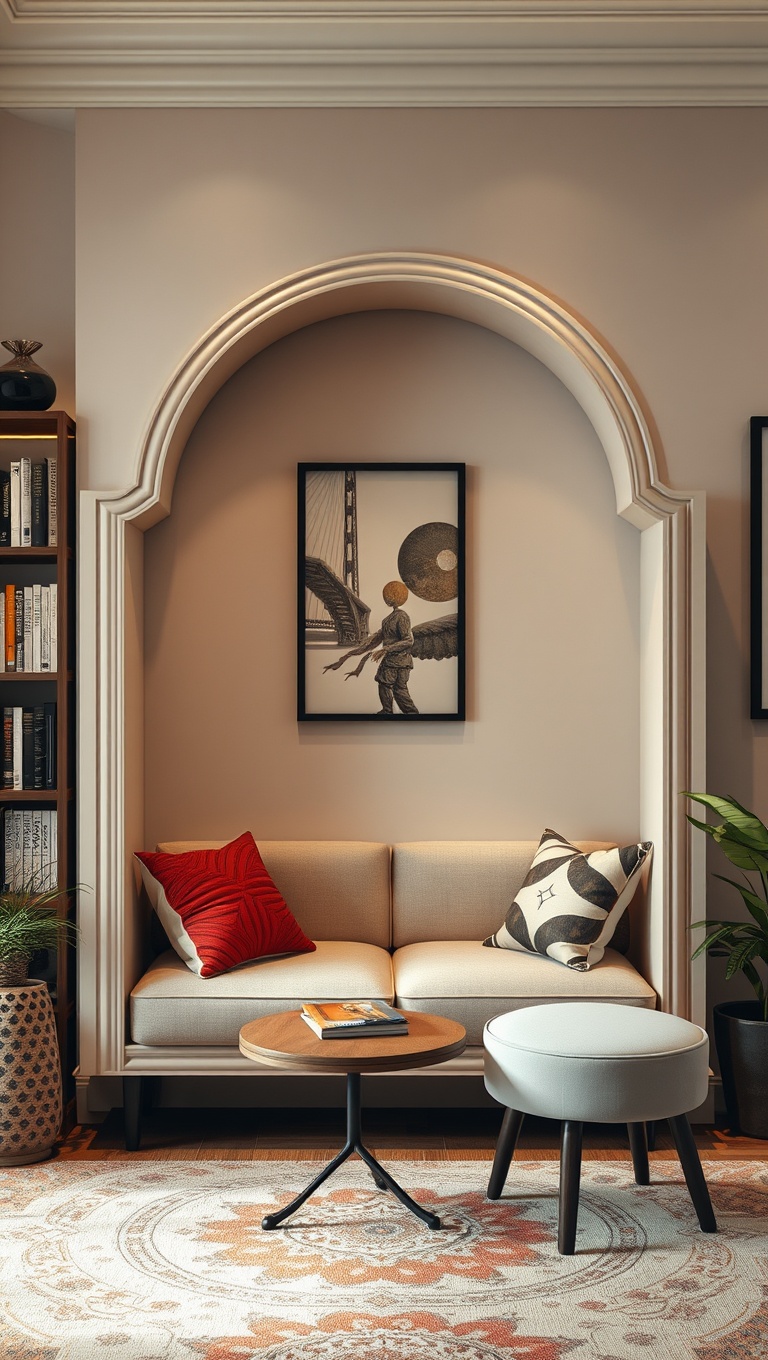 25 Cozy Reading Nooks & Spaces That Will Make You Want to Curl Up With a Book - 24. Artistic Wall-Mounted Nook