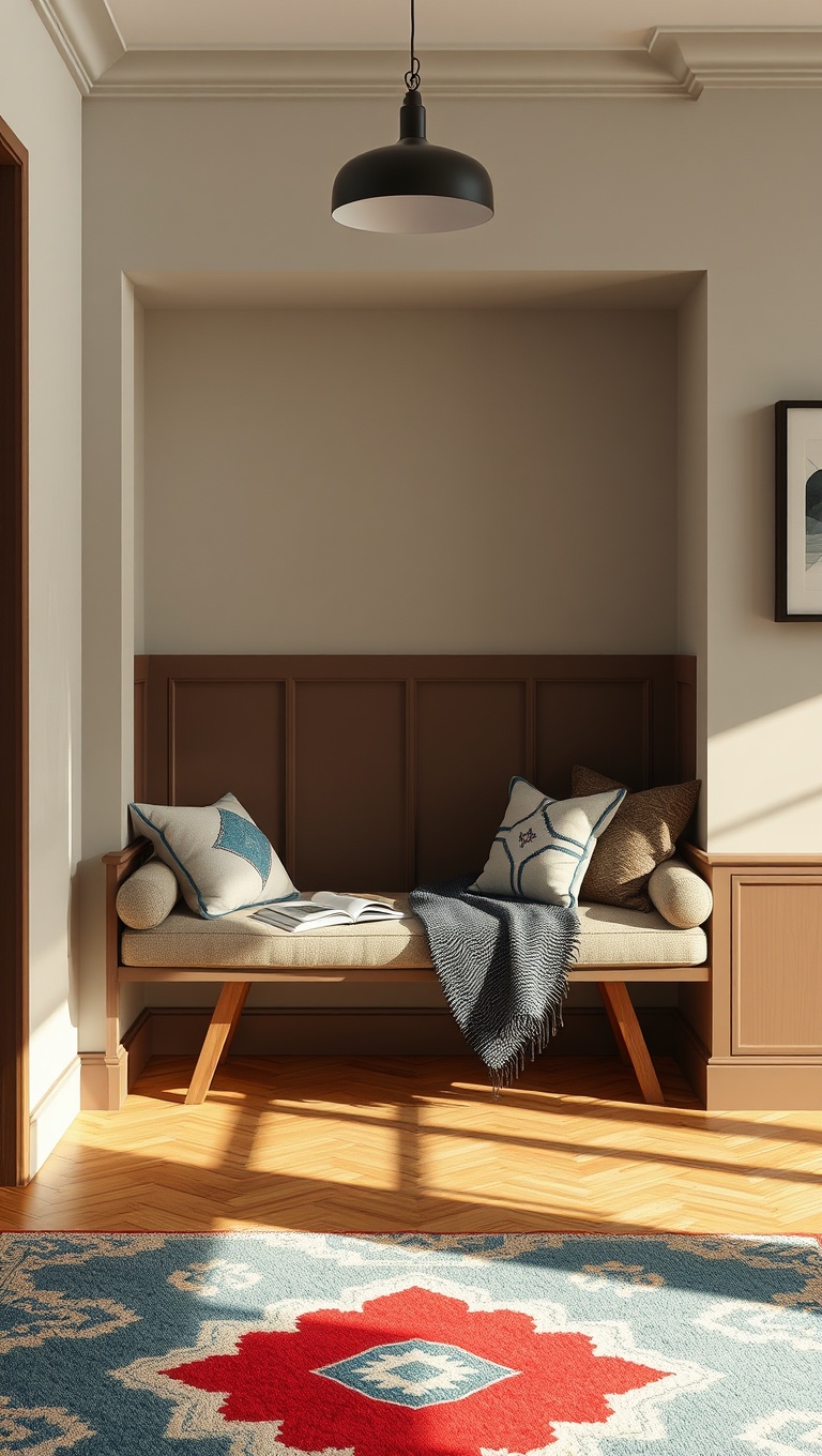 25 Cozy Reading Nooks & Spaces That Will Make You Want to Curl Up With a Book - 14. Built-In Bench Delight