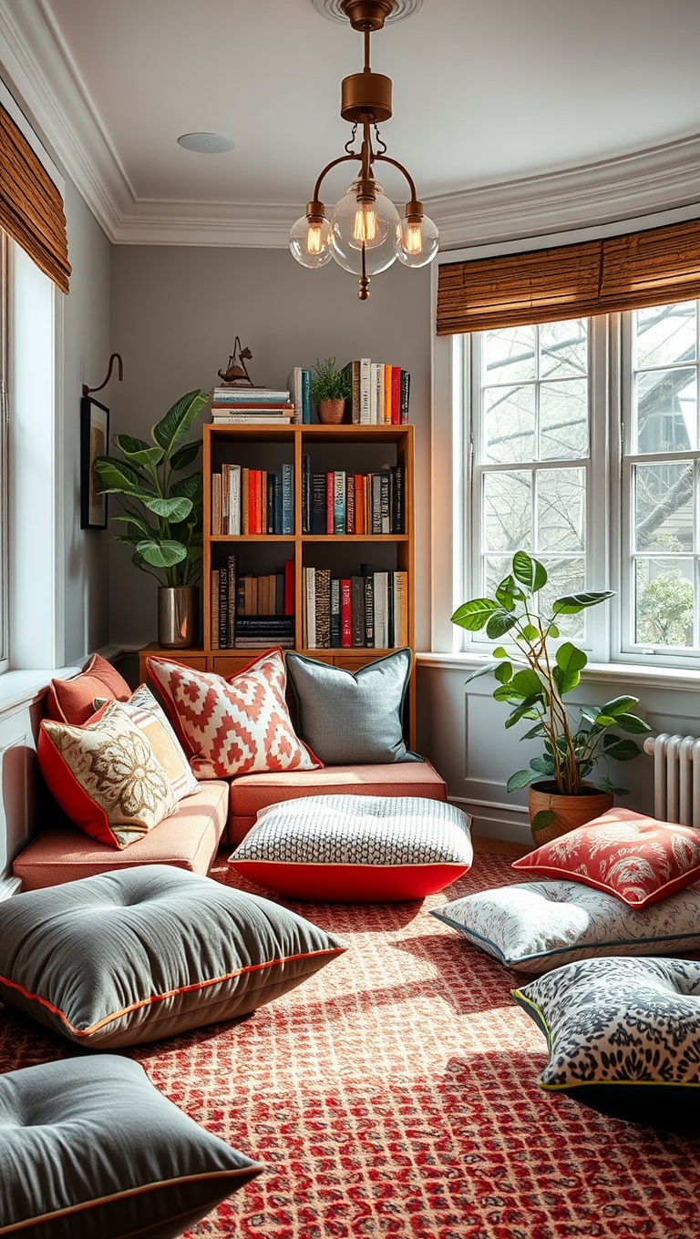 25 Cozy Reading Nooks & Spaces That Will Make You Want to Curl Up With a Book - 7. Floor Cushions Galore