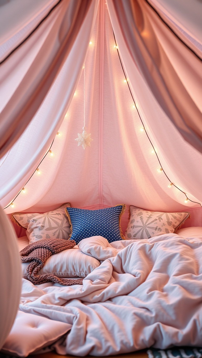 25 Cozy Reading Nooks & Spaces That Will Make You Want to Curl Up With a Book - 15. Soft Pillowy Tent