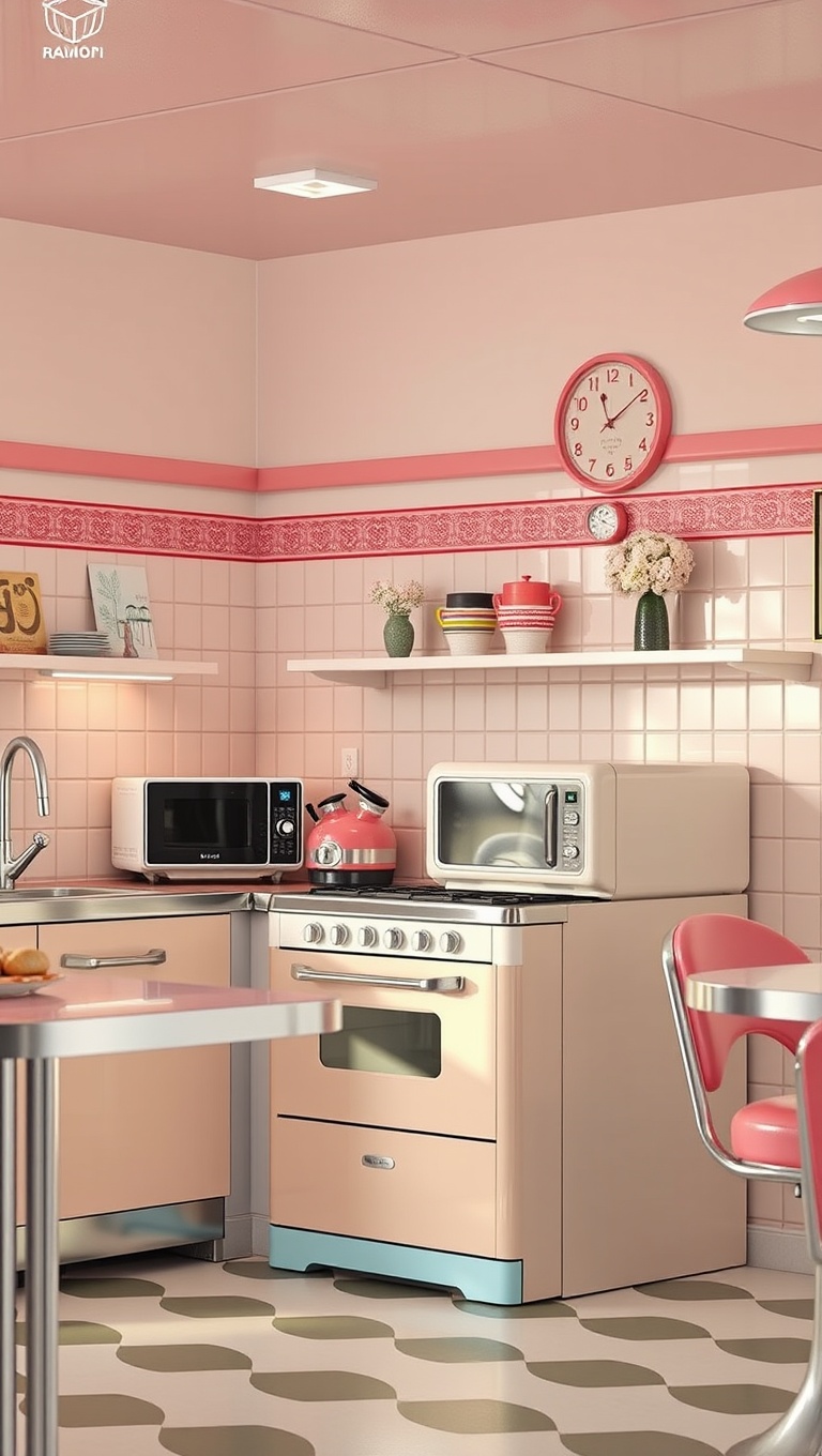 25 Fun and Fabulous Ideas for Your Retro Diner-Style Kitchen - 3. Retro-Style Appliances in Pastel Colors