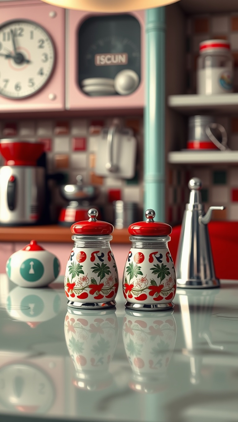 25 Fun and Fabulous Ideas for Your Retro Diner-Style Kitchen - 8. Decorative Salt and Pepper Shakers Collection