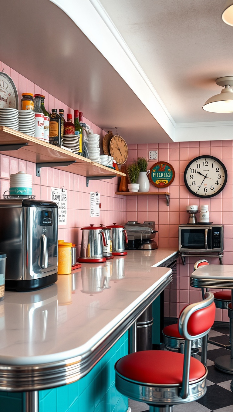 25 Fun and Fabulous Ideas for Your Retro Diner-Style Kitchen - 17. A Retro-Inspired Coffee Bar
