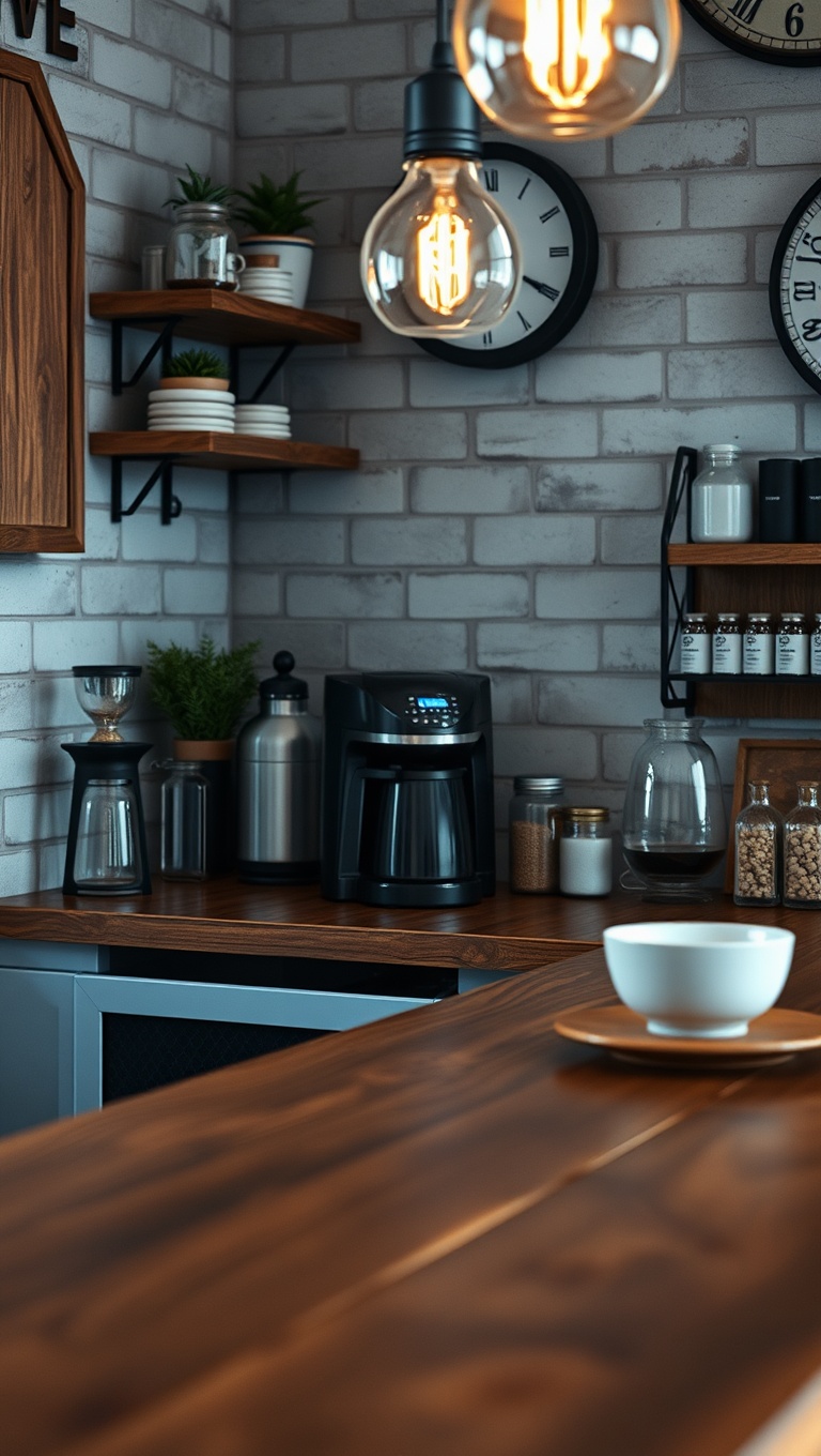 Brew-tifully Rustic: 25 Ideas and Inspirations for Your Dream Coffee Bar Setup - 4. Repurposed Barn Wood Countertop