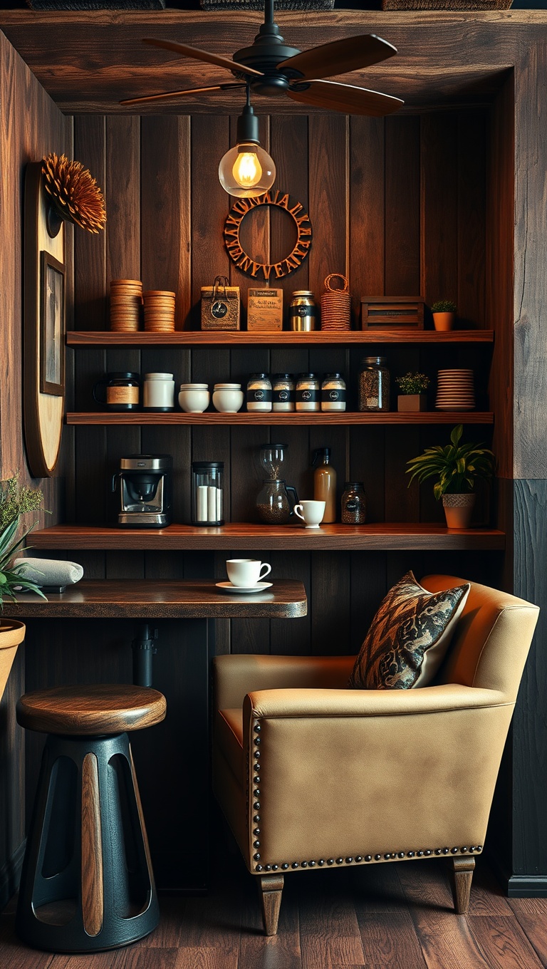 Brew-tifully Rustic: 25 Ideas and Inspirations for Your Dream Coffee Bar Setup - 5. Cozy Nook with a Comfy Chair