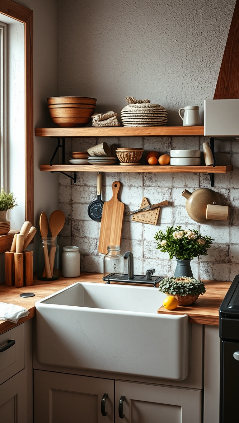 25 Adorable Rustic Farmhouse Baking Corner Inspirations You’ll Love! - 10. Farmhouse Sink for Easy Cleanup