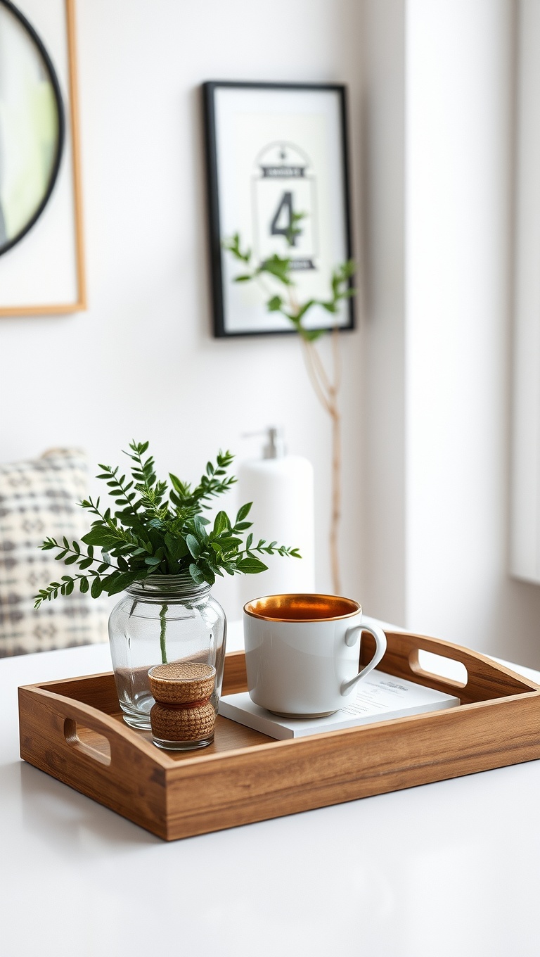 25 Cozy Ideas for Scandinavian Hygge-Inspired Coffee Spaces - 19. Use Decorative Trays for Organization