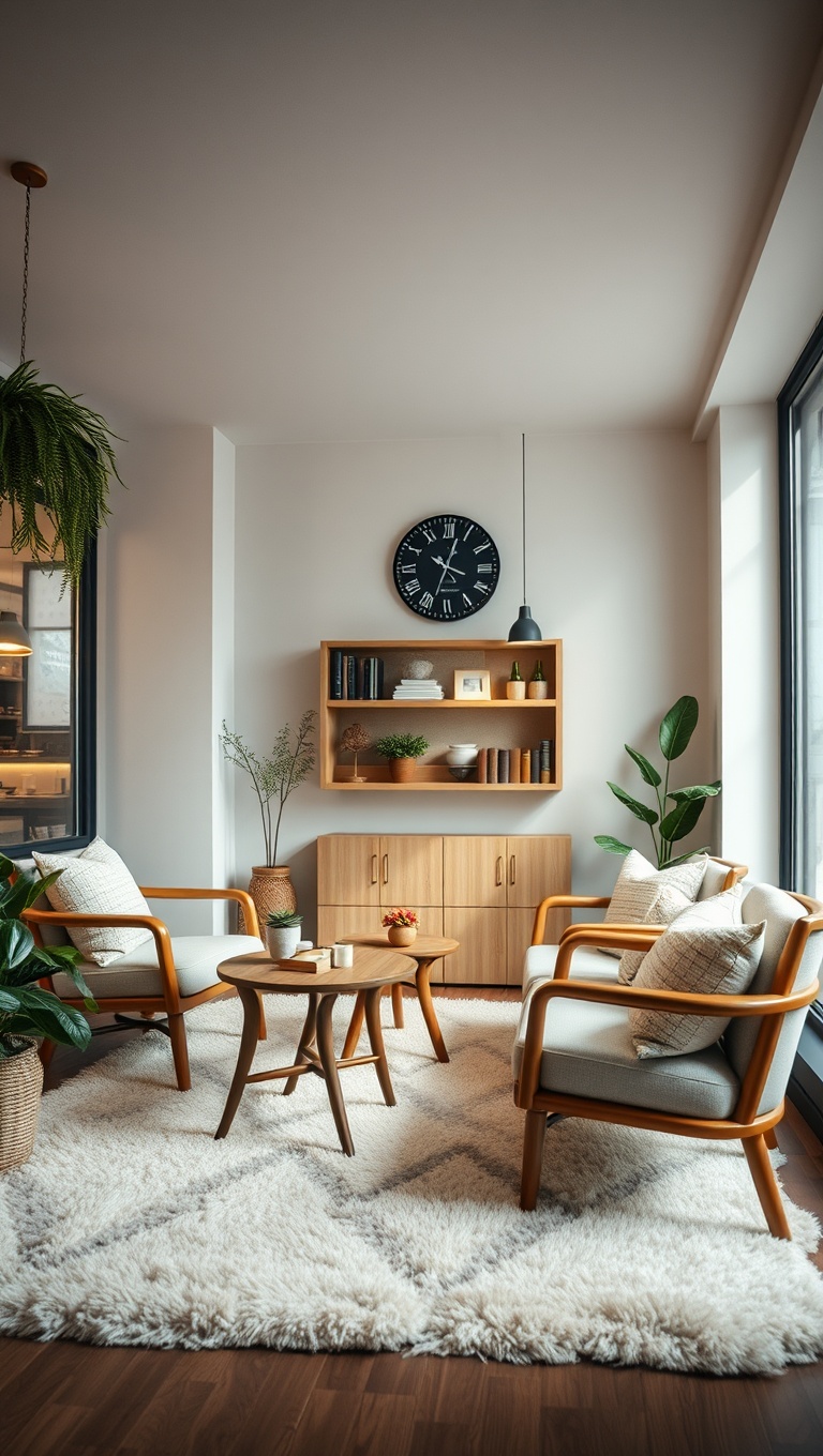 25 Cozy Ideas for Scandinavian Hygge-Inspired Coffee Spaces - 9. Use a Soft Area Rug for Comfort