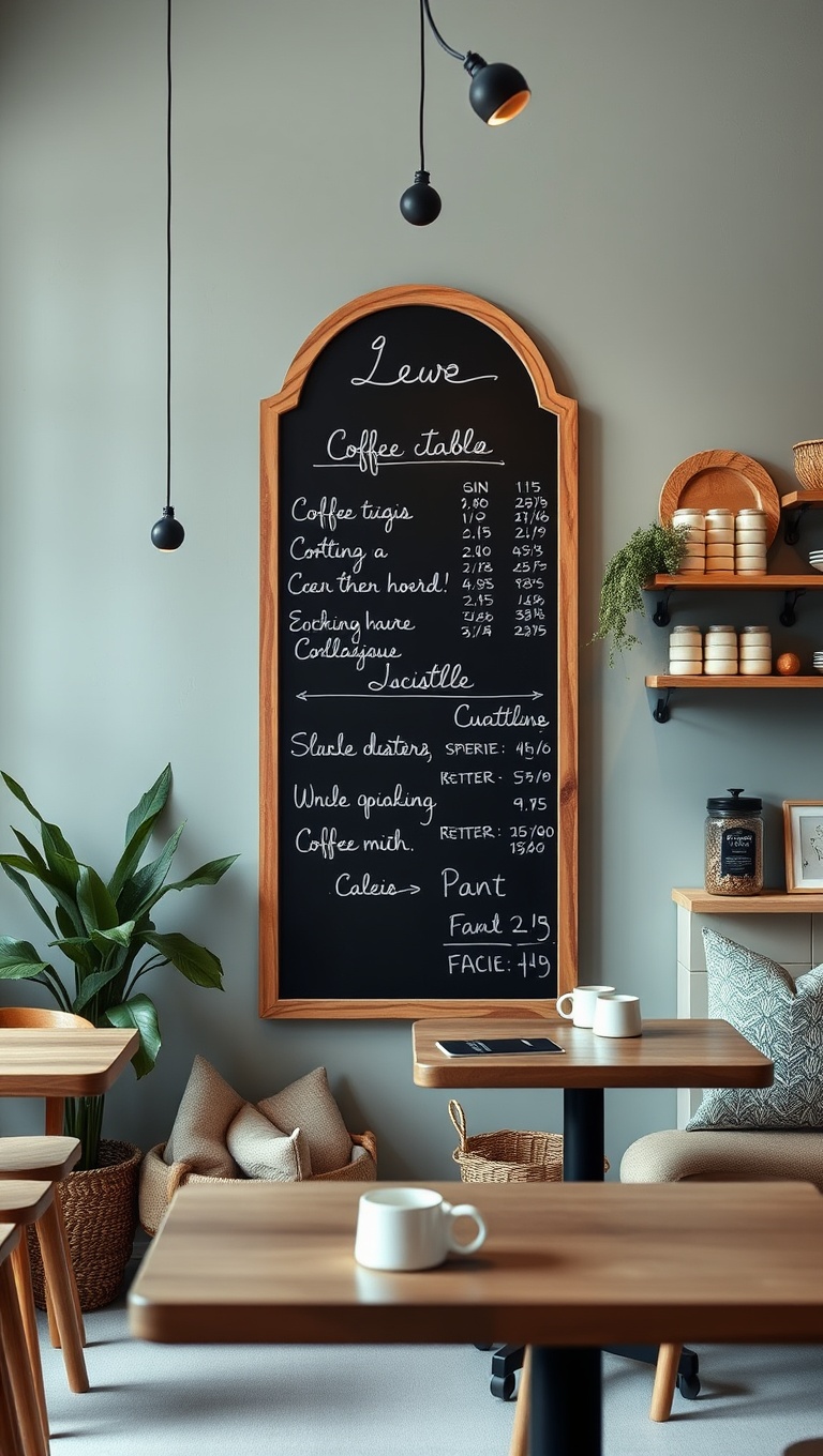 25 Cozy Ideas for Scandinavian Hygge-Inspired Coffee Spaces - 16. Install a Chalkboard for Daily Specials