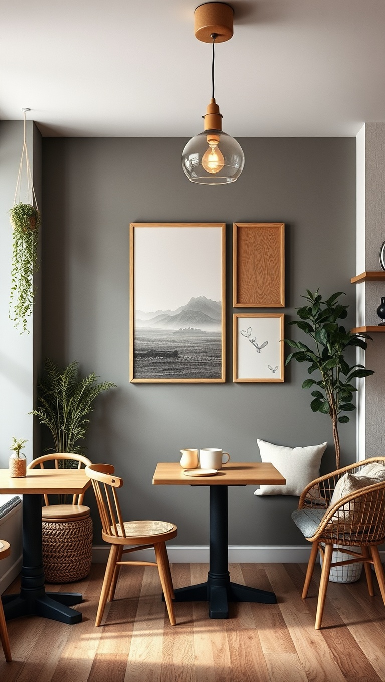 25 Cozy Ideas for Scandinavian Hygge-Inspired Coffee Spaces - 11. Hang Art that Inspires Joy