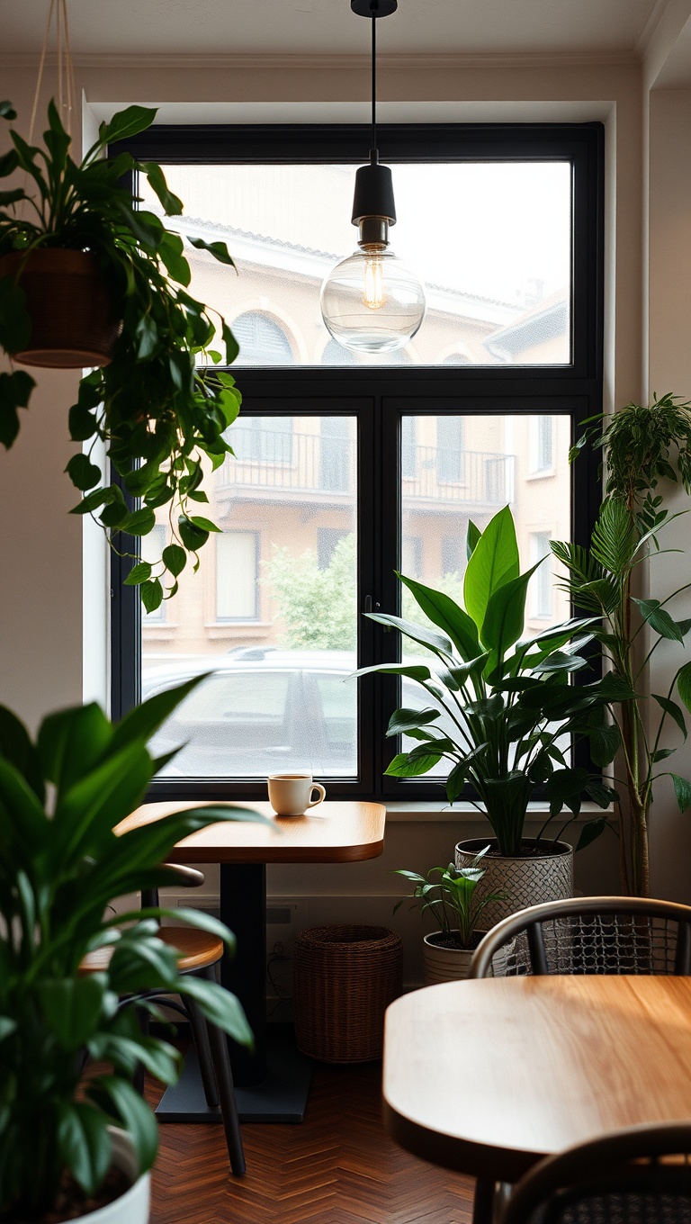 25 Cozy Ideas for Scandinavian Hygge-Inspired Coffee Spaces - 7. Introduce Indoor Plants for Freshness