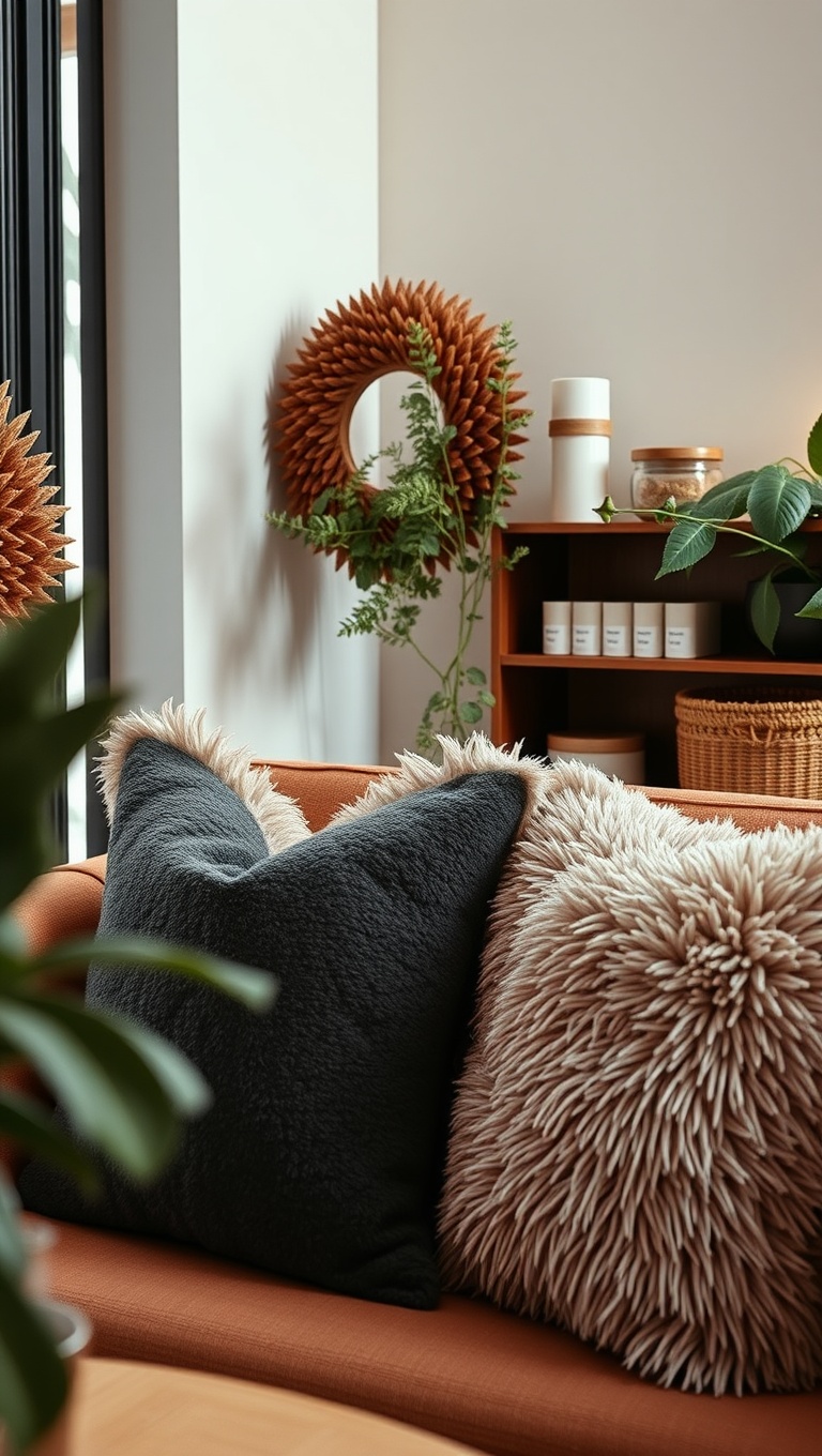 25 Cozy Ideas for Scandinavian Hygge-Inspired Coffee Spaces - 3. Add Plush Throw Pillows