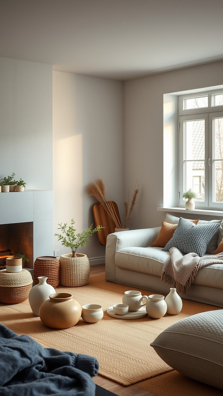 25 Cozy Scandinavian Minimalist Ideas to Transform Your Space - 24. Incorporate Handmade Ceramics for Warmth