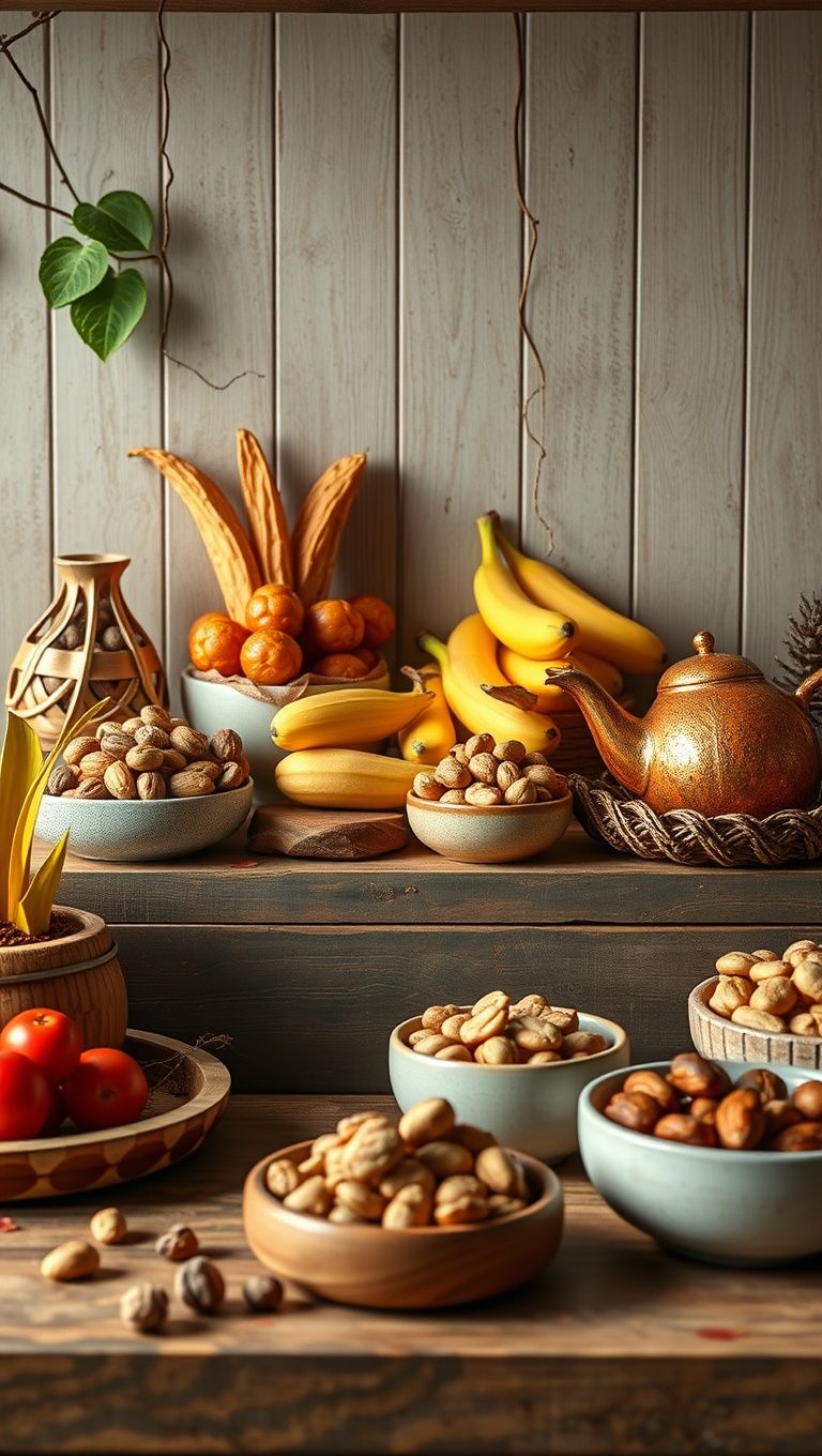 25 Creative Ways to Set Up a Seasonal Fruit and Snack Bar - 8. Nutty for Nuts: A Crunchy Corner