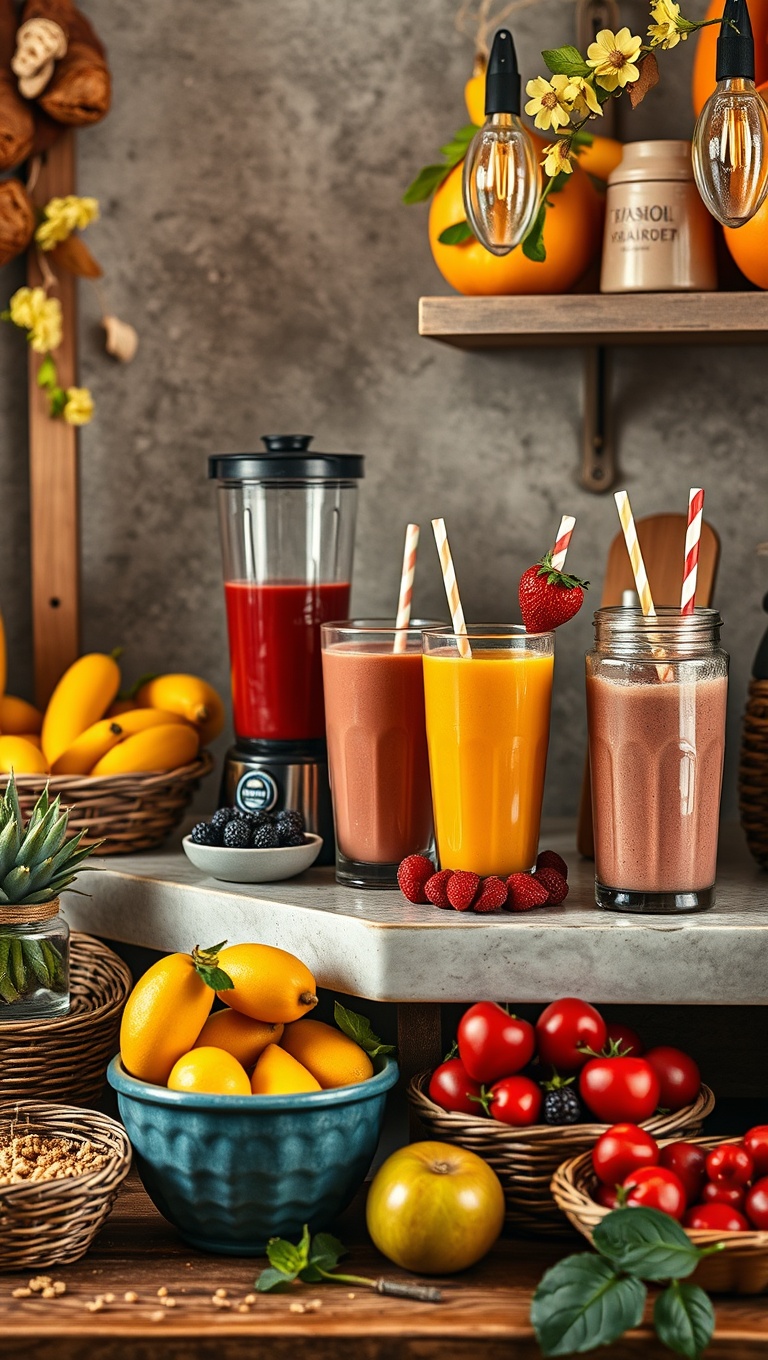 25 Creative Ways to Set Up a Seasonal Fruit and Snack Bar - 18. Smoothie Station: Blend Your Favorites