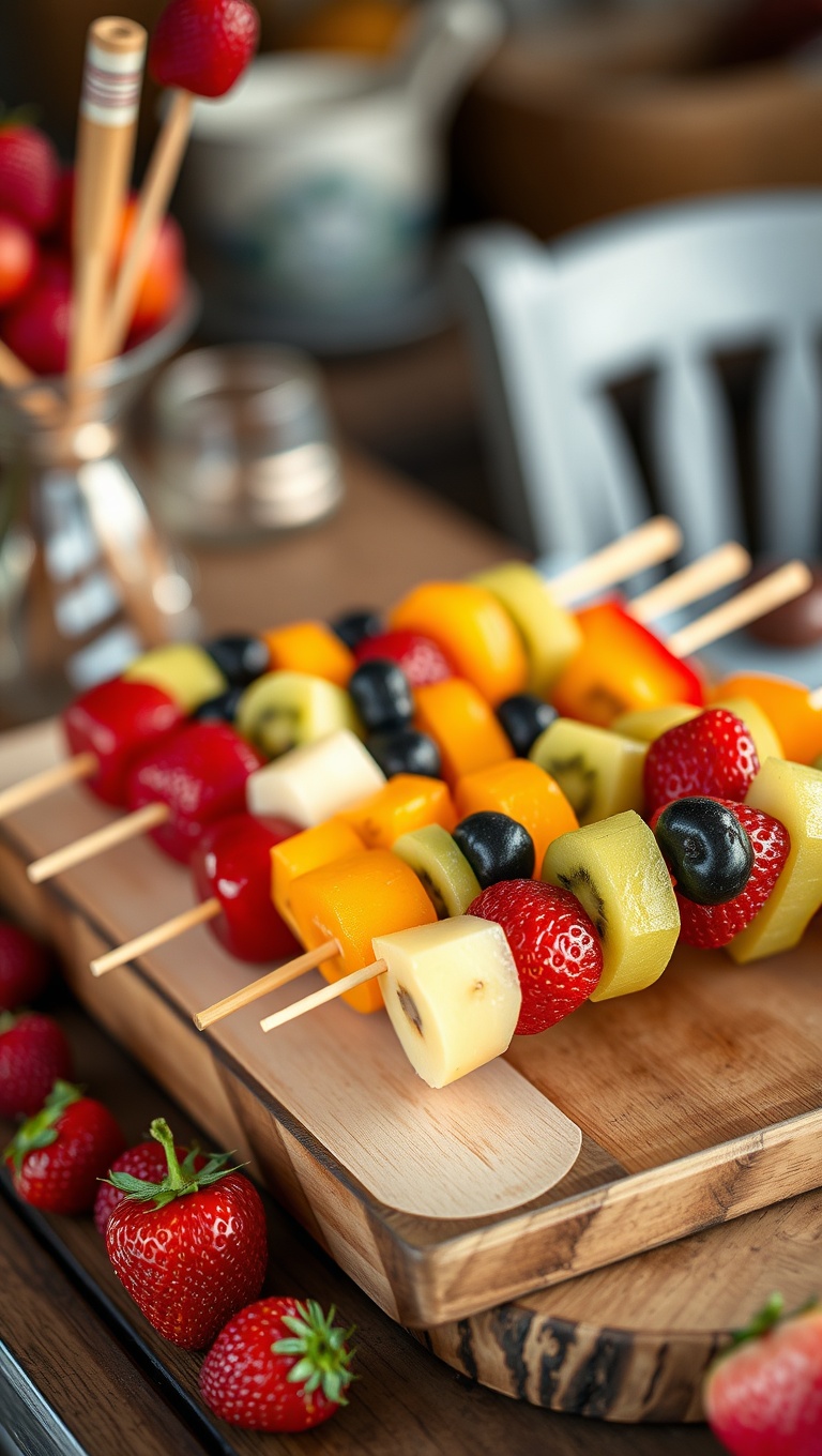 25 Creative Ways to Set Up a Seasonal Fruit and Snack Bar - 7. DIY Fruit Kabobs: Fun on a Stick!