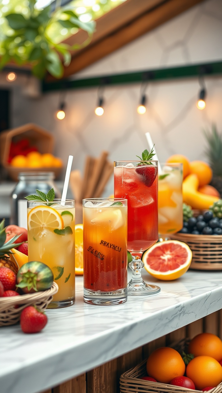 25 Creative Ways to Set Up a Seasonal Fruit and Snack Bar - 21. Fruity Drinks Station: Refreshing Beverages