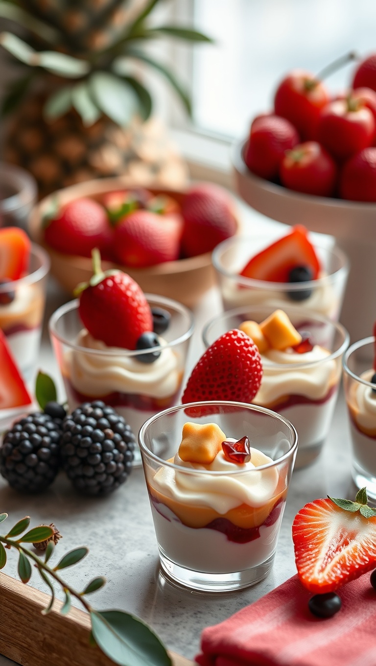 25 Creative Ways to Set Up a Seasonal Fruit and Snack Bar - 13. Mini Dessert Cups: Sweet Treats in Style