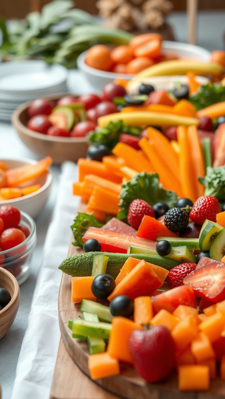 25 Creative Ways to Set Up a Seasonal Fruit and Snack Bar - 10. Colorful Veggie Platter: A Fresh Twist